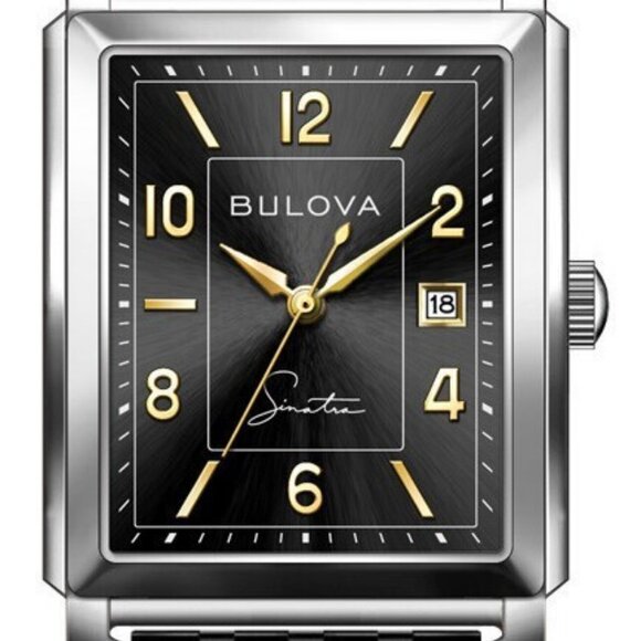 Bulova Men's Frank Sinatra Quartz Silver Date Stainless Steel Watch 30MM 96B399 - Picture 1 of 4